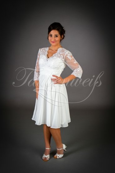 Duchesse-Linie Schulterfreies 3/4-Ärmel-Hochzeitskleid Aus Spitze Und