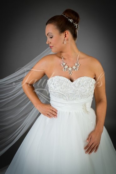 Brautkleid TW0023B - Prinzessinnenstil Organza Spitze Perlen Pailletten Schleppe 2