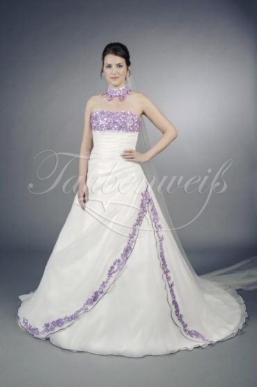 Brautkleid TW0040B - A-Linie lila flieder Organza Spitze Perlen Halsband