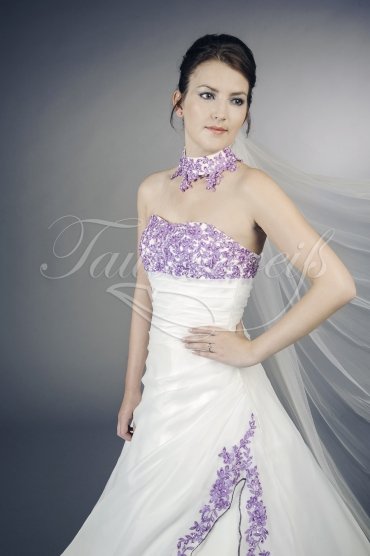 Brautkleid TW0040B - A-Linie lila flieder Organza Spitze Perlen Halsband 2