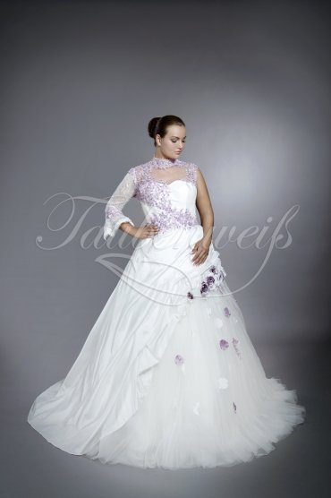 Brautkleid TW0064B - A-Linie lila flieder Taft Spitze ein Ärmel Schleppe außergewöhnlich