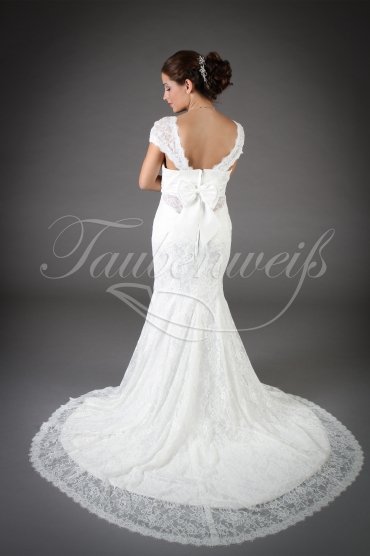 Brautkleid TW0081B - Meerjungfrau Spitze Perlen Schleife tiefer Rücken sexy Boho 3