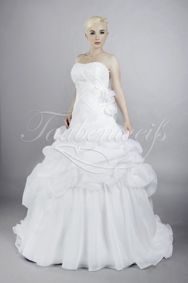 Brautkleid TW0111B - A-Linie Organza Spitze Federn Drapierung