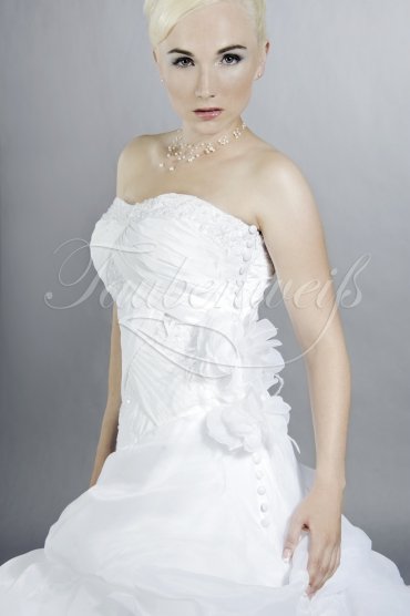 Brautkleid TW0111B - A-Linie Organza Spitze Federn Drapierung 2