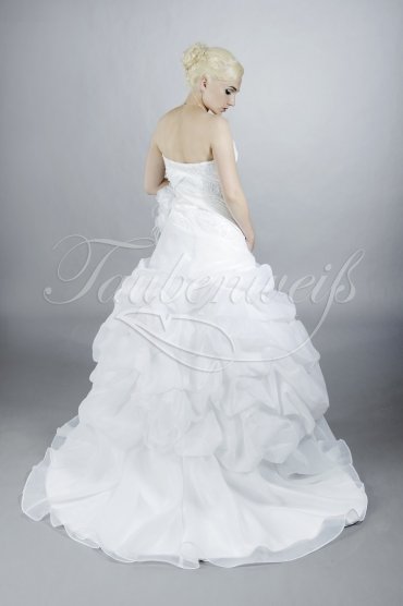 Brautkleid TW0111B - A-Linie Organza Spitze Federn Drapierung 3