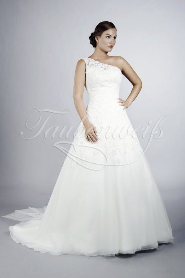 Brautkleid TW0115B - Tüll Organza Spitze Perlen Pailletten ein Träger