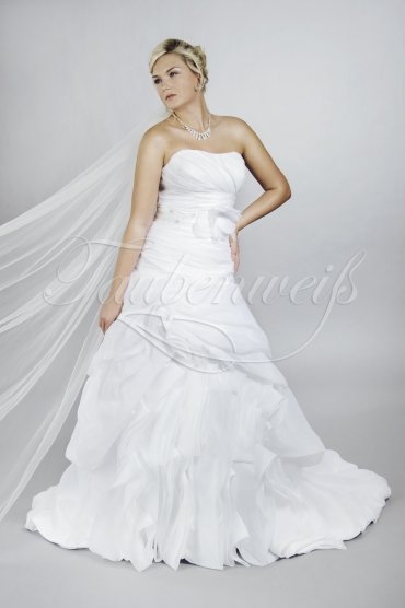 Brautkleid TW0119B - A-Linie Organza Perlenstickerei Blüte Schleppe
