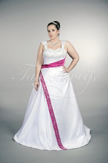 Brautkleid TW0156B - Übergröße Plus XXL Große Größe Satin magenta pink A-Linie