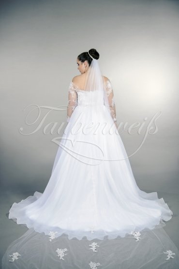 Brautkleid TW0162B - Übergröße Plus XXL Große Größe A-Linie Organza Spitze Langarm 3