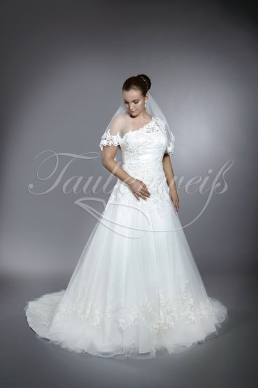 Brautkleid TW0179B - ein Träger A-Linie Tüll Organza Tattoo-Spitze