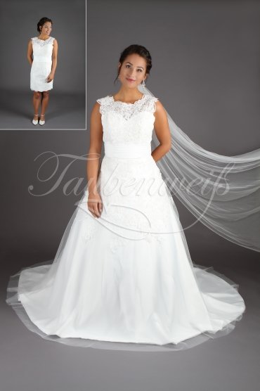 Brautkleid TW0180B - 2 in 1 kurz und lang abnehmbarer Rock Spitze Schleppe 1