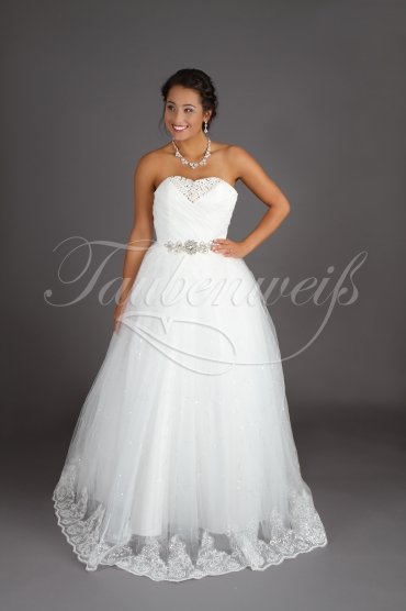 Brautkleid TW0181B - Glitzertüll Perlen Pailletten Prinzessinnenstil ohne Schleppe