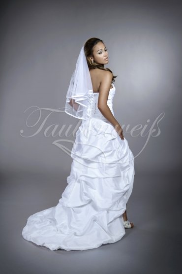 Brautkleid TW0184B - Taft asymmetrisch Vokuhila trägerlos Perlen 3