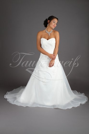 Brautkleid TW0186B - A-Linie Organza Spitze Perlen Schleppe Schnürung