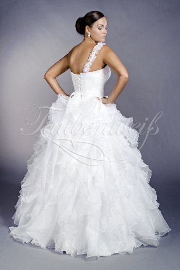 Brautkleid TW0203B - Prinzessin Organza Rüschen Träger Glitzer Pailletten 3