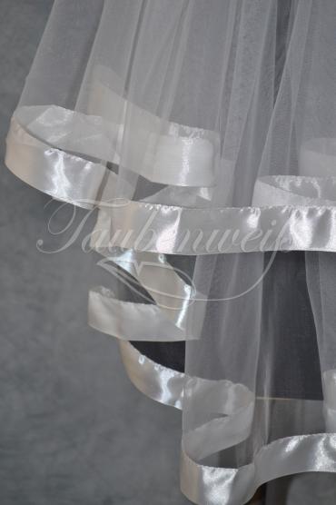 Brautschleier S0001 - Brautschleier aus weichem Tüll mit Satinborte und Kamm 2