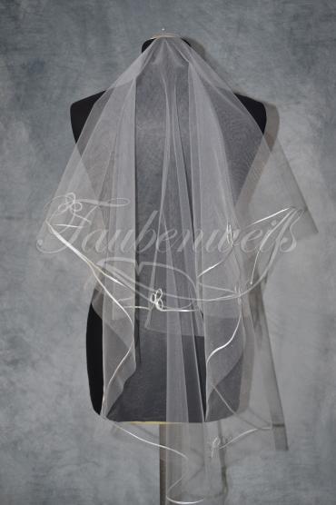 Brautschleier S0002 - Brautschleier aus Tüll mit Verzierung ohne Kamm