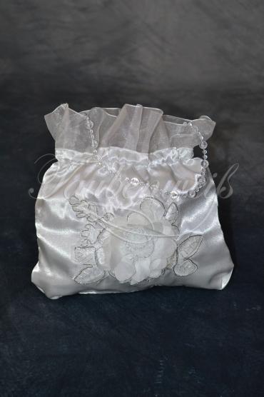 Brautbeutel T0003 - Brautbeutel Brauttasche Satin Organza Spitze Blume