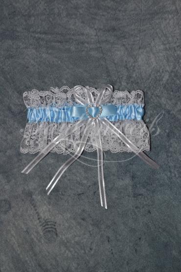 Strumpfband G0001 - Strumpfband G0001 für die Braut weiß und blau mit Schleife